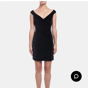 Theory Off The Shoulder Dress in Dotted Velvet